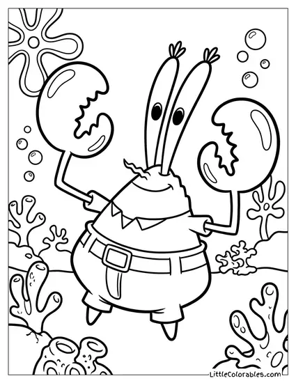 Mr Krabs Doing Awkward Stiff Crab Dance Coloring Page