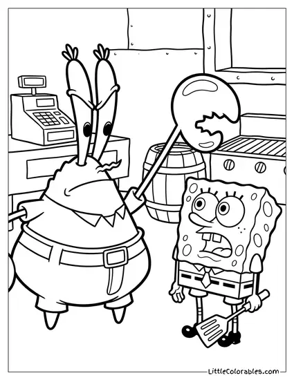 Mr Krabs Pointing Large Commanding Claw Forward Coloring Page