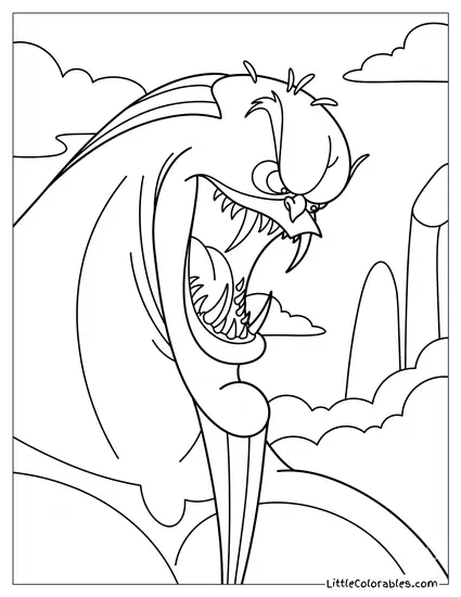Nessus Roaring with Mouth Open Showing Fangs Coloring Page