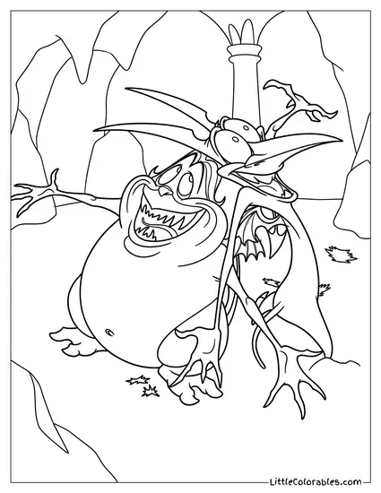 Pain and Panic Laughing Evilly Coloring Page