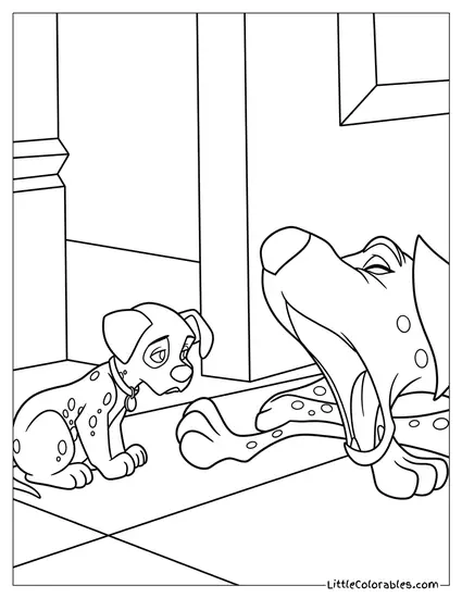 Patch Looking At Sleepy Pongo Coloring Page