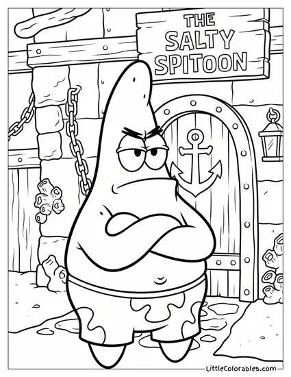 Patrick Star Angrily Crossing His Arms Coloring Page