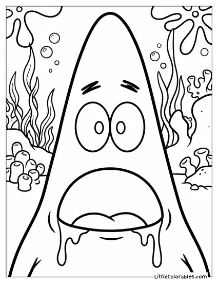 Patrick Star Drooling with a Blank Stare Coloring Page