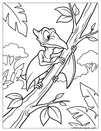 Petrie Clinging To Tree Branch Coloring Page