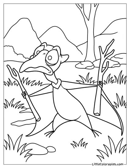 Petrie Holding Two Sticks Coloring Page