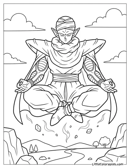 Piccolo Meditating in the Air Coloring Page