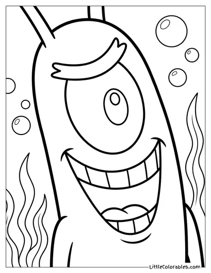 Plankton Smiling Wickedly Coloring Page