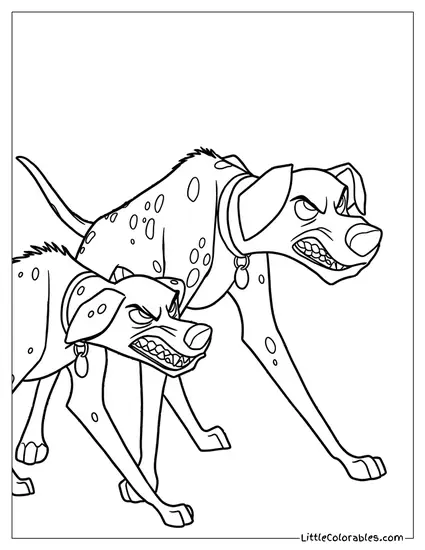 Pongo And Perdita Growling Protectively Coloring Page