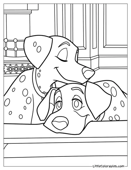Pongo And Perdita Napping Together Coloring Page