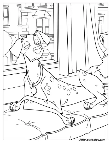 Pongo Relaxing On The Sofa Coloring Page