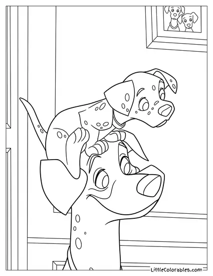 Pongo With Puppy On Head Coloring Page