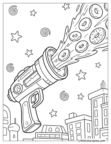 Portal Gun Shooting Donuts Coloring Page