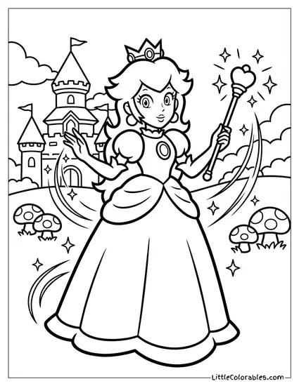 Princess Peach Using Her Vibe Powers Coloring Page