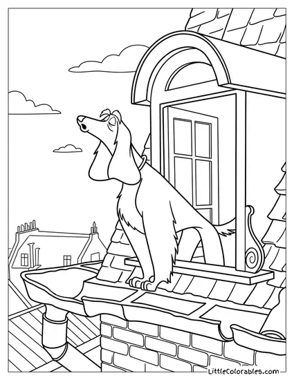 Prissy Howling Out Of Attic Window Coloring Page