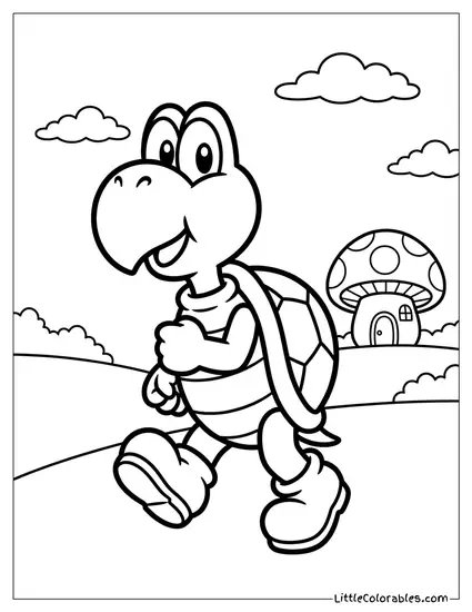 Red Koopa Troopa Walking Coloring Page