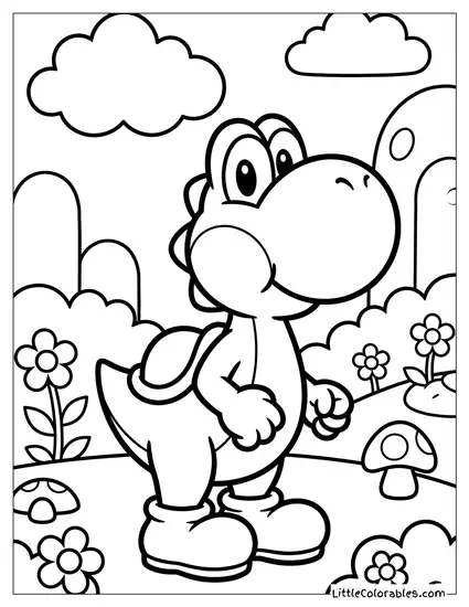 Red Yoshi Coloring Page