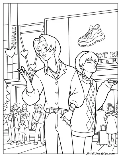 Romance and Baby Talking to Fans Coloring Page