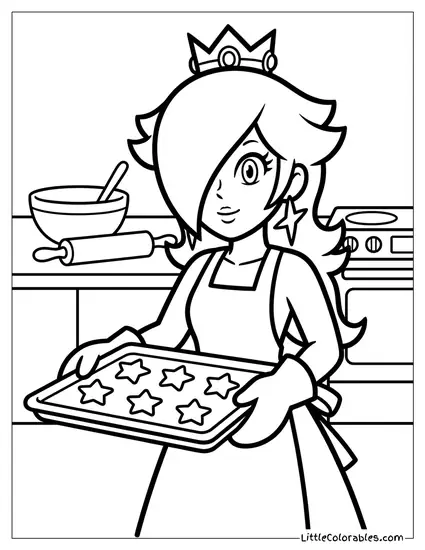 Rosalina Baking Star Shaped Cookies Coloring Page