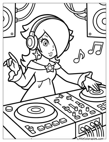 Rosalina Djing At A Turntable Coloring Page