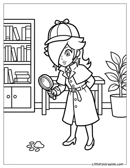 Rosalina Dressed As A Detective Solving A Mystery Coloring Page