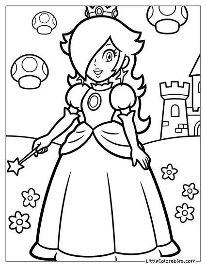 Rosalina Dressed As Princess Peach Coloring Page