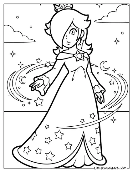 Rosalina Glowing With Starlight Coloring Page