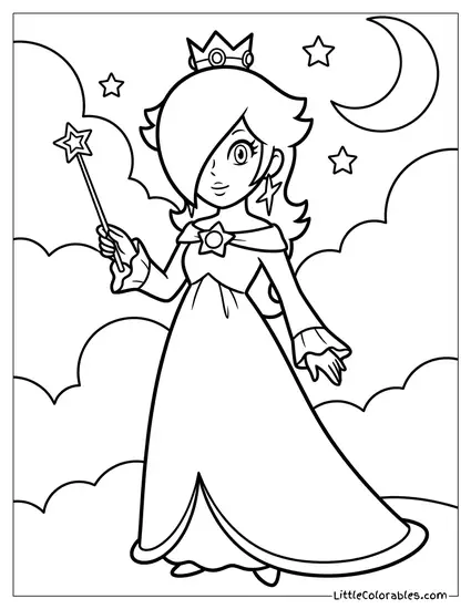 Rosalina Holding Her Star Wand Coloring Page