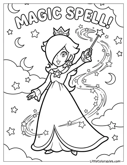 Rosalina Performing A Magic Spell Coloring Page