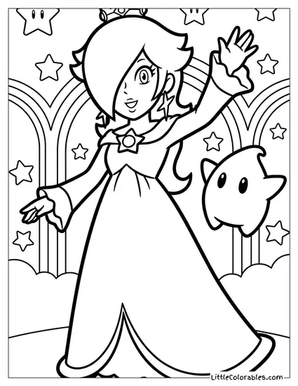 Rosalina Smiling And Waving Coloring Page