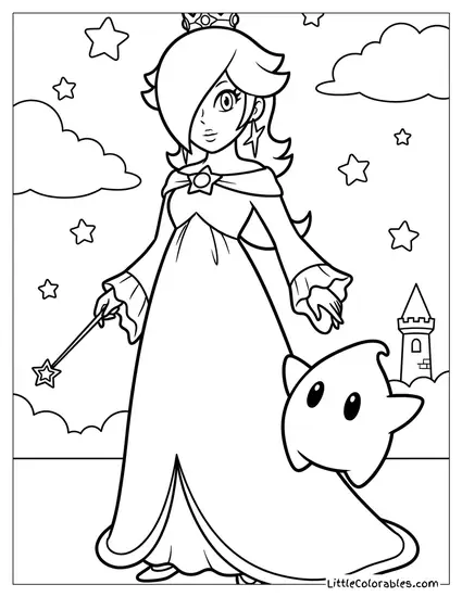Rosalina Wearing Her Dress From Super Smash Bros Coloring Page