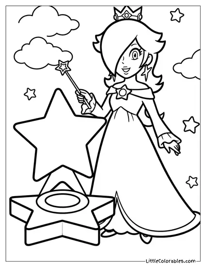 Rosalina With The Launch Star Coloring Page