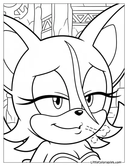 Rouge the Bat Blowing a Single Hair Coloring Page