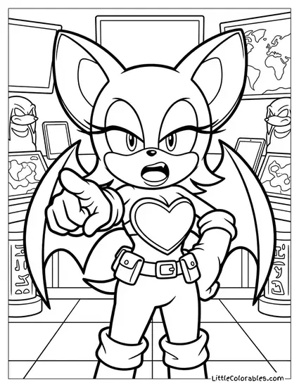 Rouge the Bat Yelling at Camera Coloring Page