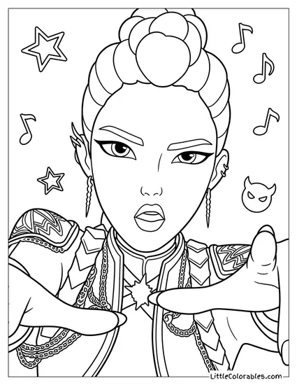 Rumi Rapping With Rap Hand Movements Coloring Page