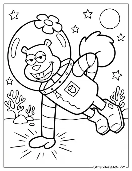 Sandy Cheeks Doing A One Hand Push Up