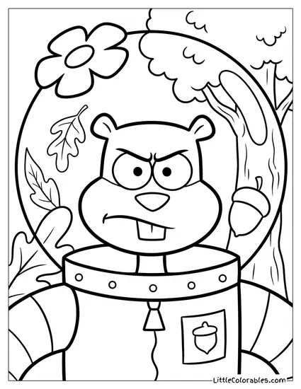 Sandy Cheeks Looking Determined Coloring Page