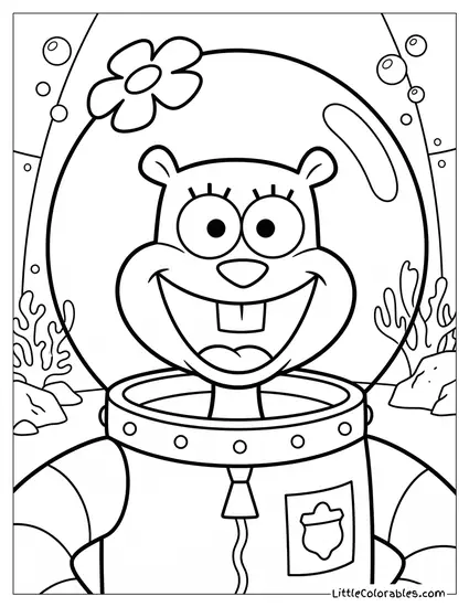 Sandy Cheeks Smiling Proudly Coloring Page
