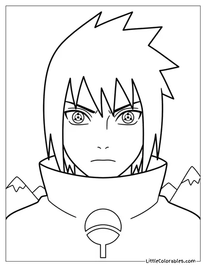Sasuke Uchiha Looking Determined Coloring Page