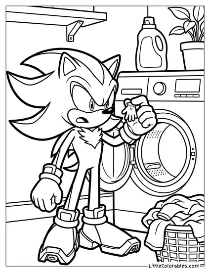 Shadow Doing Laundry and Shrinking His Gloves Coloring Page