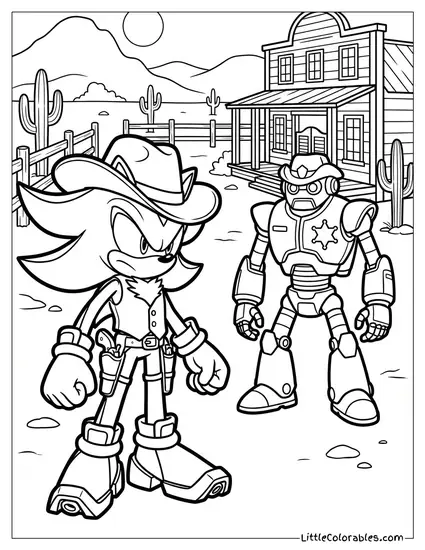 Shadow Dressed as a Cowboy Having a Duel Coloring Page