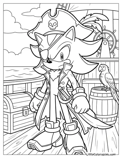 Shadow Dressed as a Pirate Captain Coloring Page