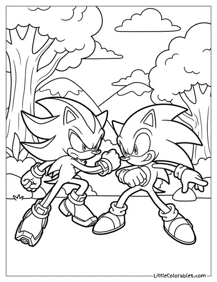 Shadow Fighting Sonic Coloring Page