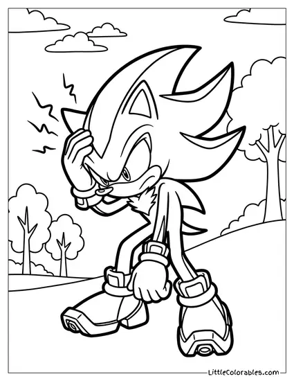 Shadow Holding His Head in Pain Coloring Page