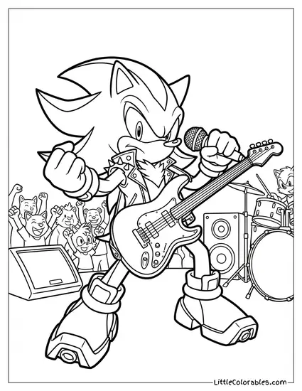 Shadow Karaoke Singing Heavy Metal Coloring Page