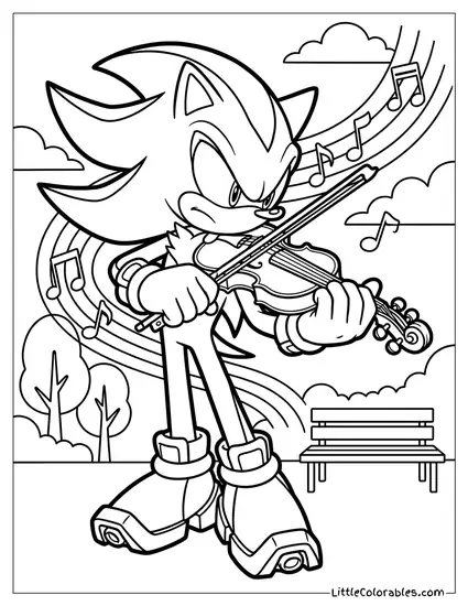 Shadow Playing a Violin with Great Skill Coloring Page