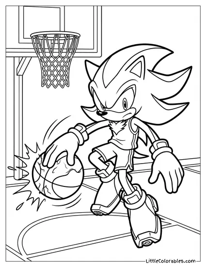 Shadow Playing Basketball and Popping the Ball Coloring Page