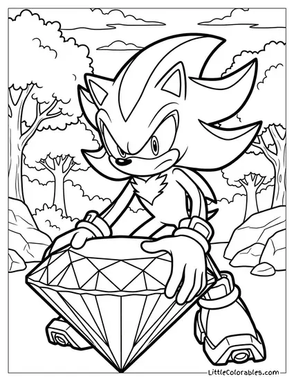 Shadow Protecting a Chaos Emerald Coloring Page