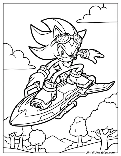 Shadow Riding a Glider Board Coloring Page