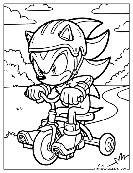 Shadow Riding a Tiny Tricycle Coloring Page