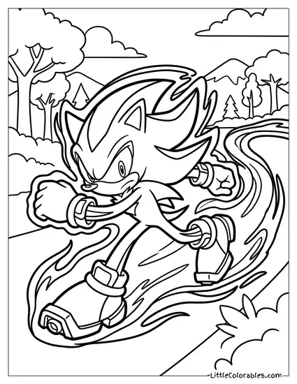 Shadow Running with Yellow Energy Trails Coloring Page